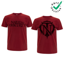 Load image into Gallery viewer, &quot;Nailed To Obscurity&quot; - Dark Red T-Shirt - Organic
